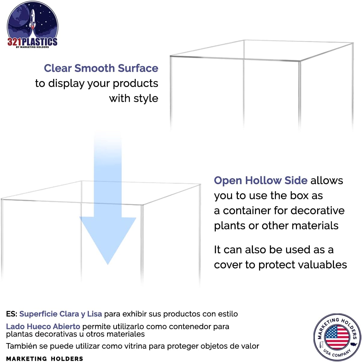 2 Pack Tall Display Box 12x12x32 Glossy Clear Acrylic Pedestal Stand