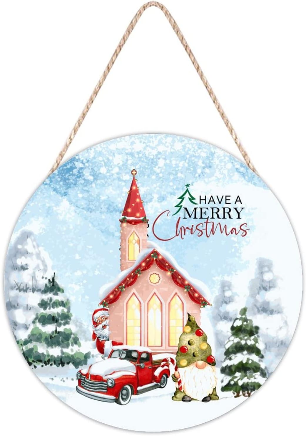 Farmhouse Door Hanger with Pine Tree Wood Sign