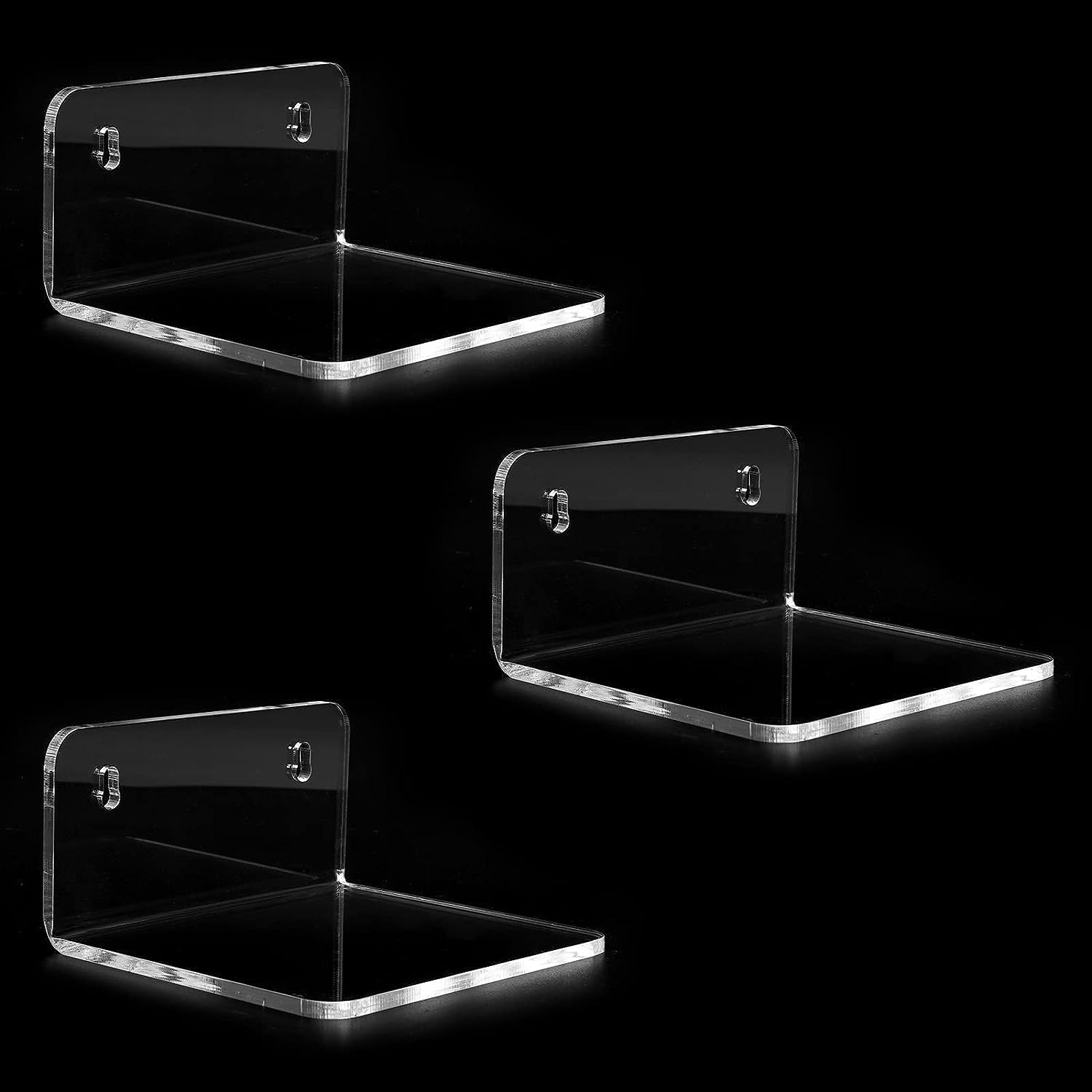 Clear Acrylic Floating Wall Shelf 3 Pack