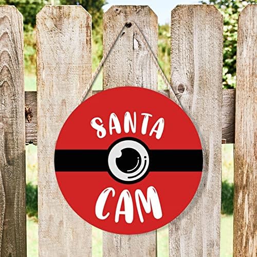 Farmhouse Door Hanger Funny Elf Surveillance Wood Sign 10x10in