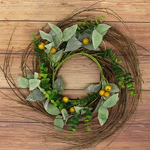 Rustic Country Artificial Lambs Ear Wreath 14 Inch