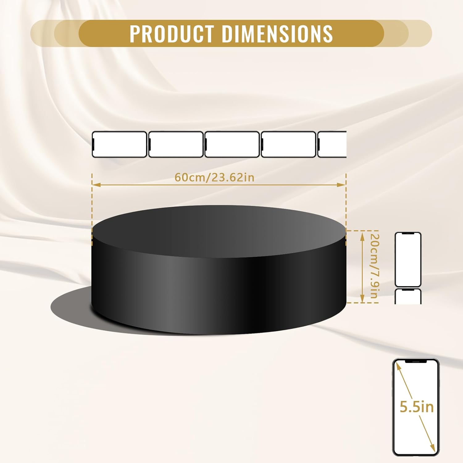 Heavy-Duty Cylindrical Display Stand 100kg Capacity Black