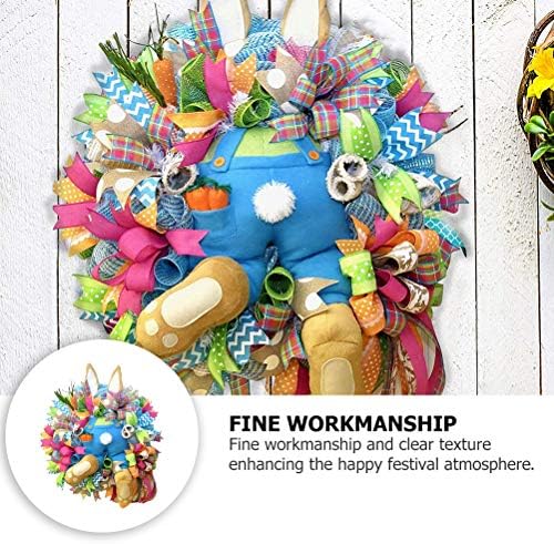 Amosfun Easter Bunny Wreath Door Window Decor