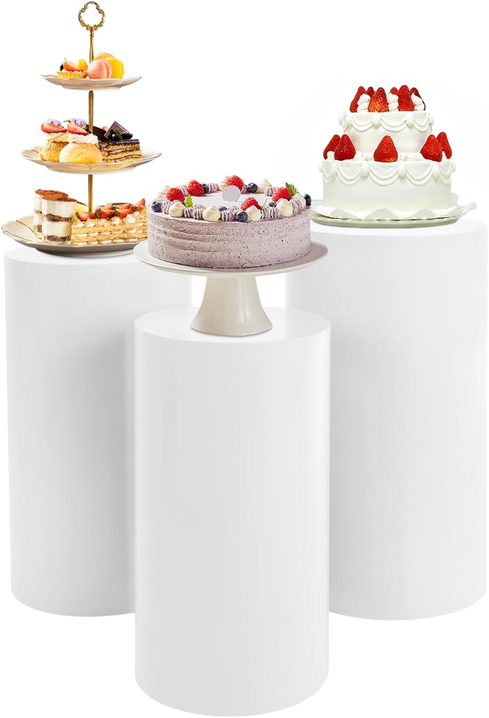 Elegant White Cylinder Pedestal Stand for Events