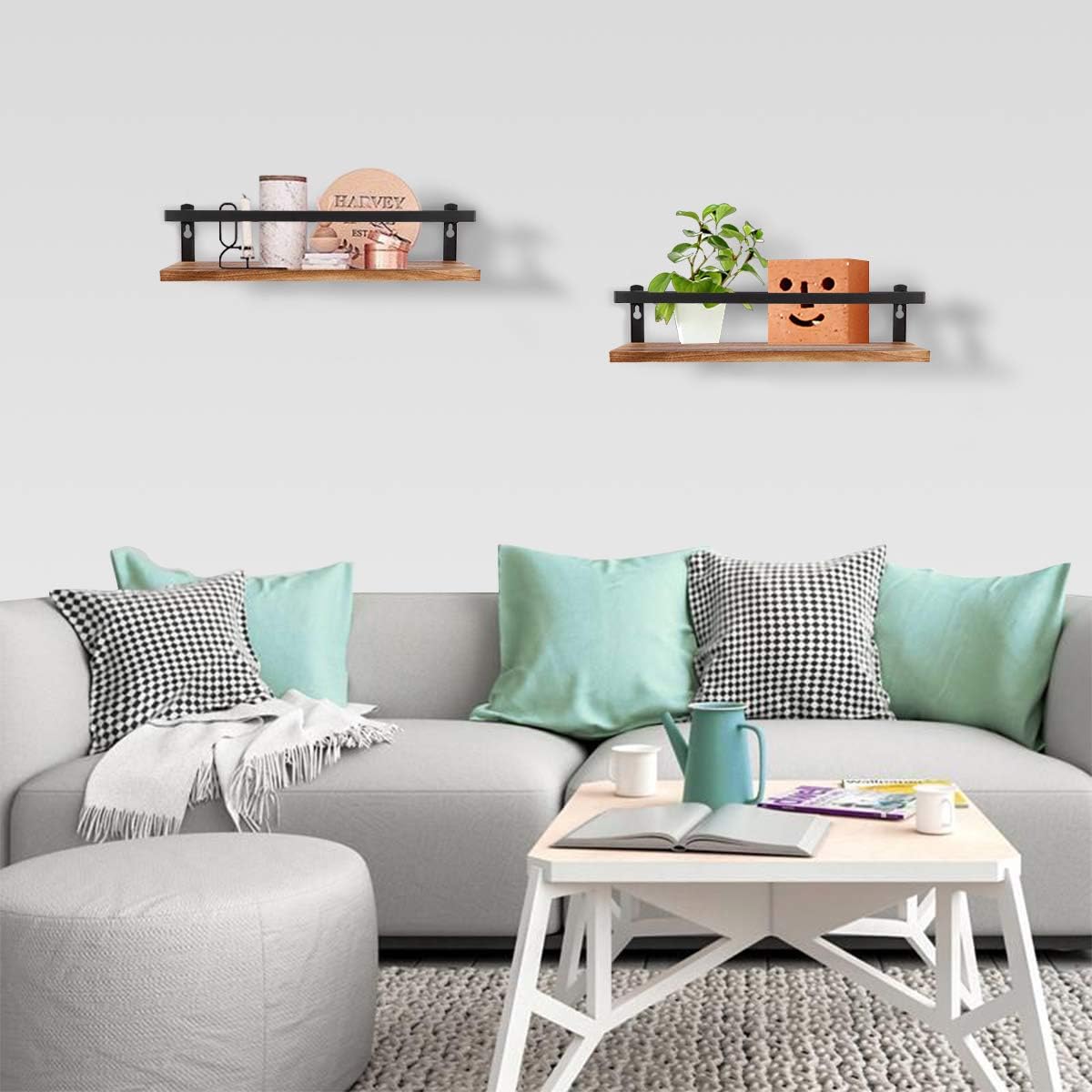 Floating Shelves Set of 2 Carbonized Black Rustic Wood