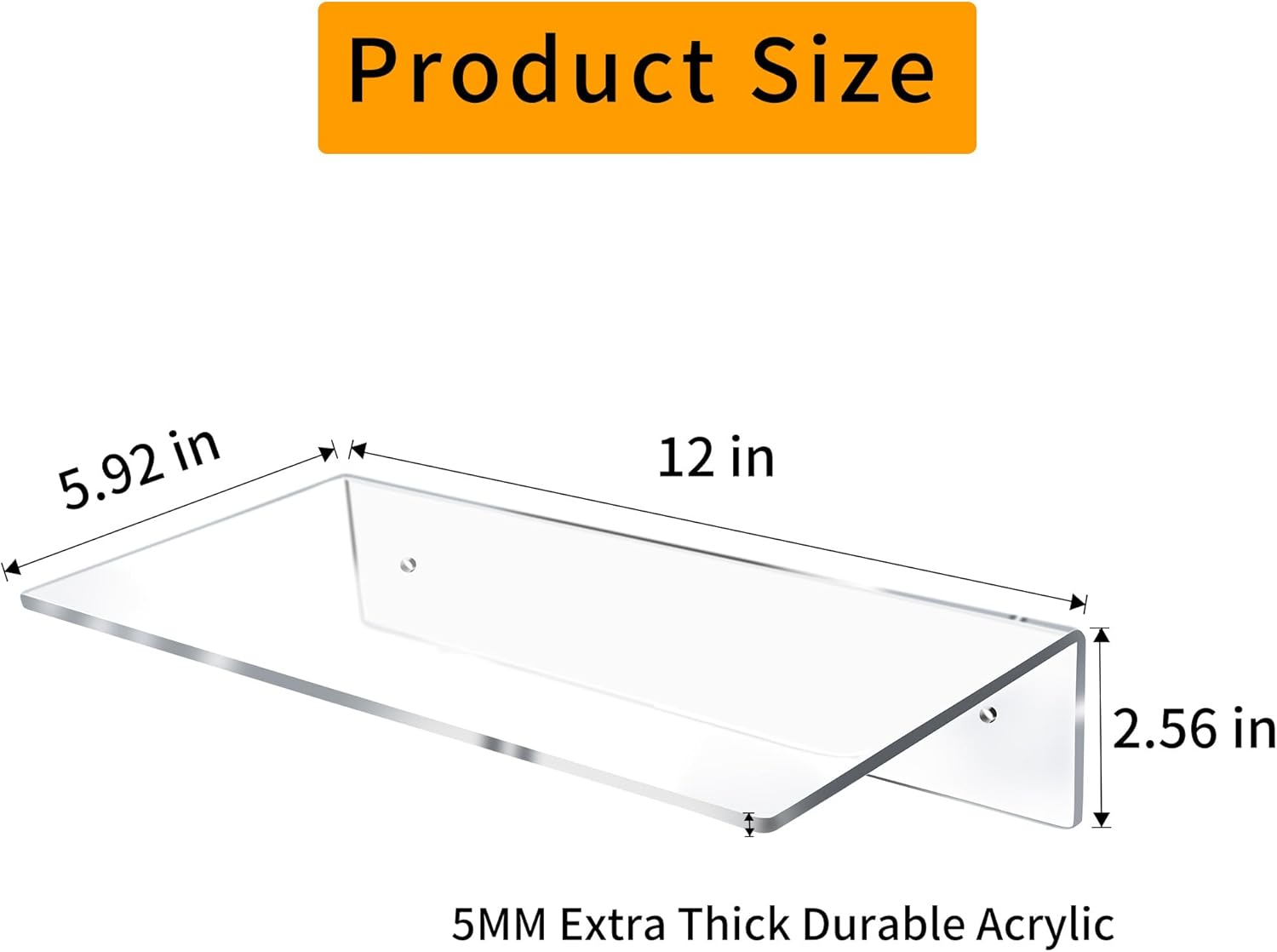 12 Inch L-Shaped Clear Floating Shelf 4 Pack