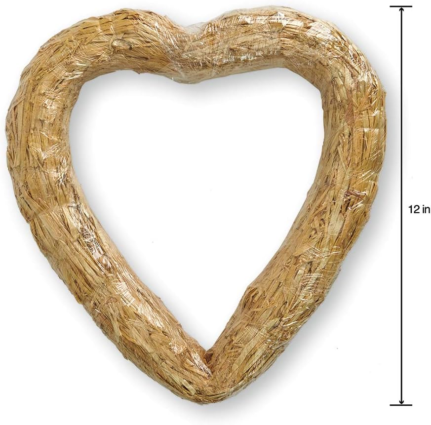 FloraCraft 12 Inch Golden Straw Heart Wreath