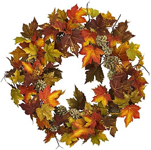 Nearly Natural 4150 24 Maple Pine Cone Wreath