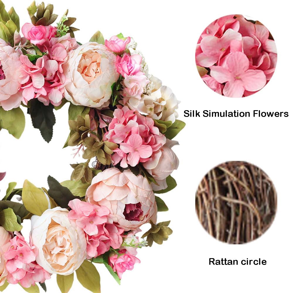 137 Inch Peony Flower Wreath for Home Office Decor