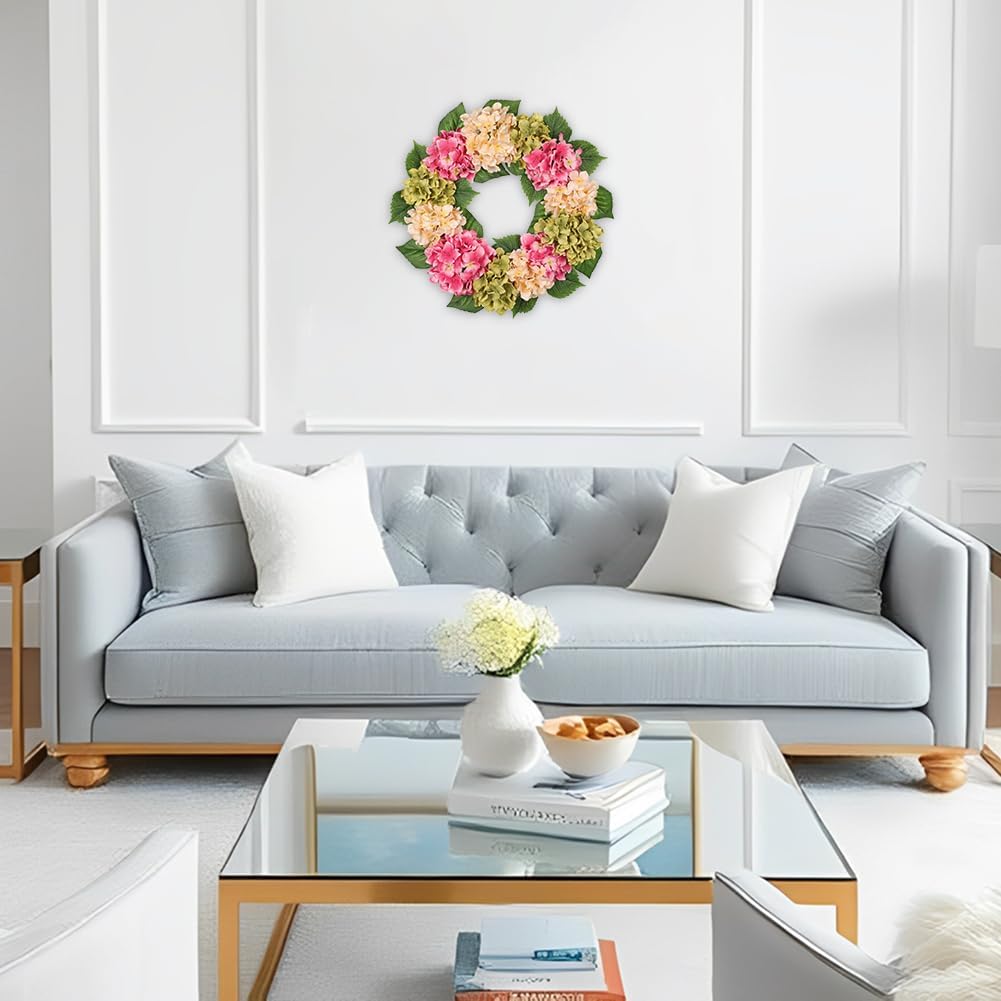 Briful 20 Inch Hydrangea Wreath for Front Door