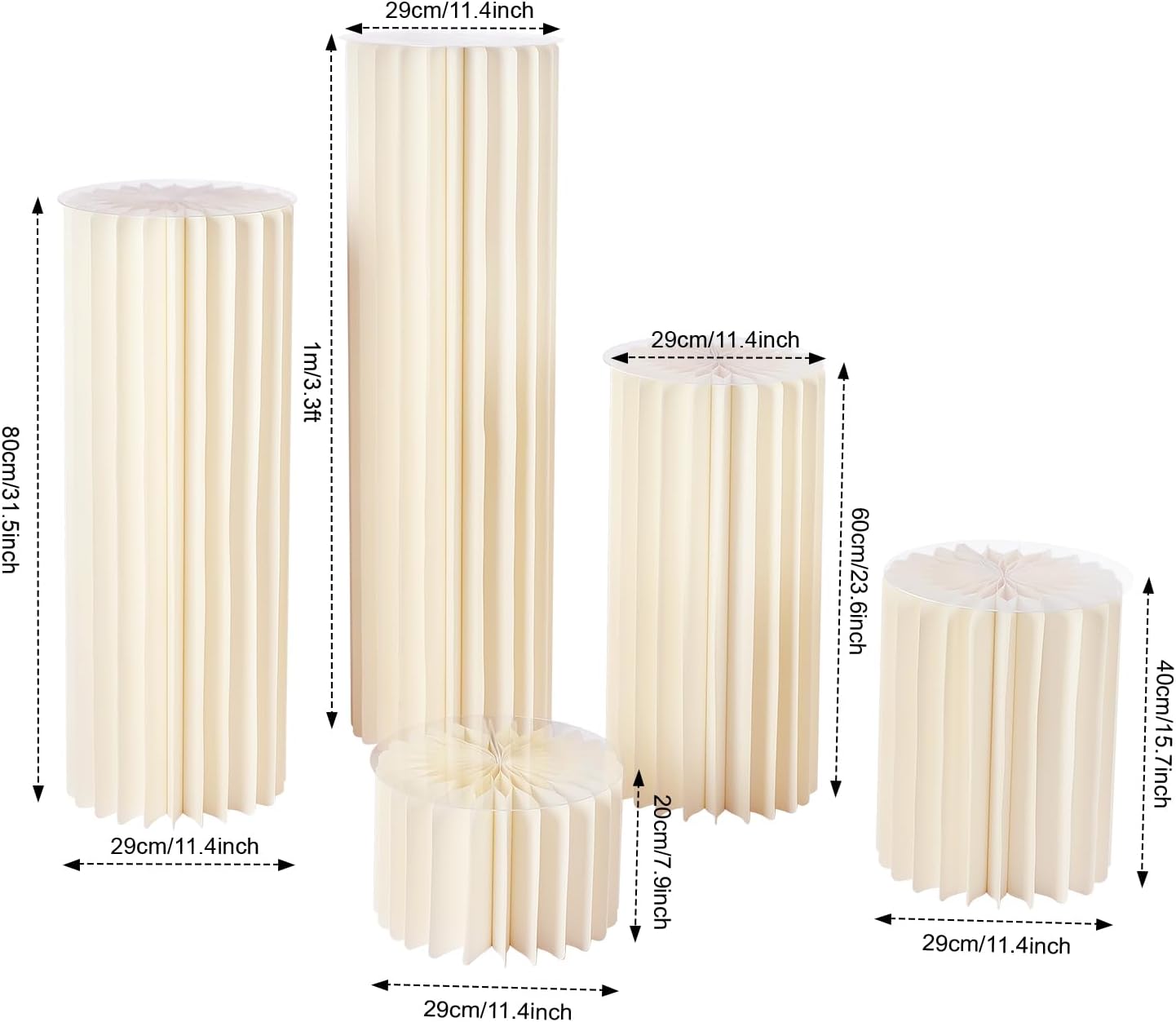 DIY Accordion Cylinder Cardboard Folding Display Stands 5PCS