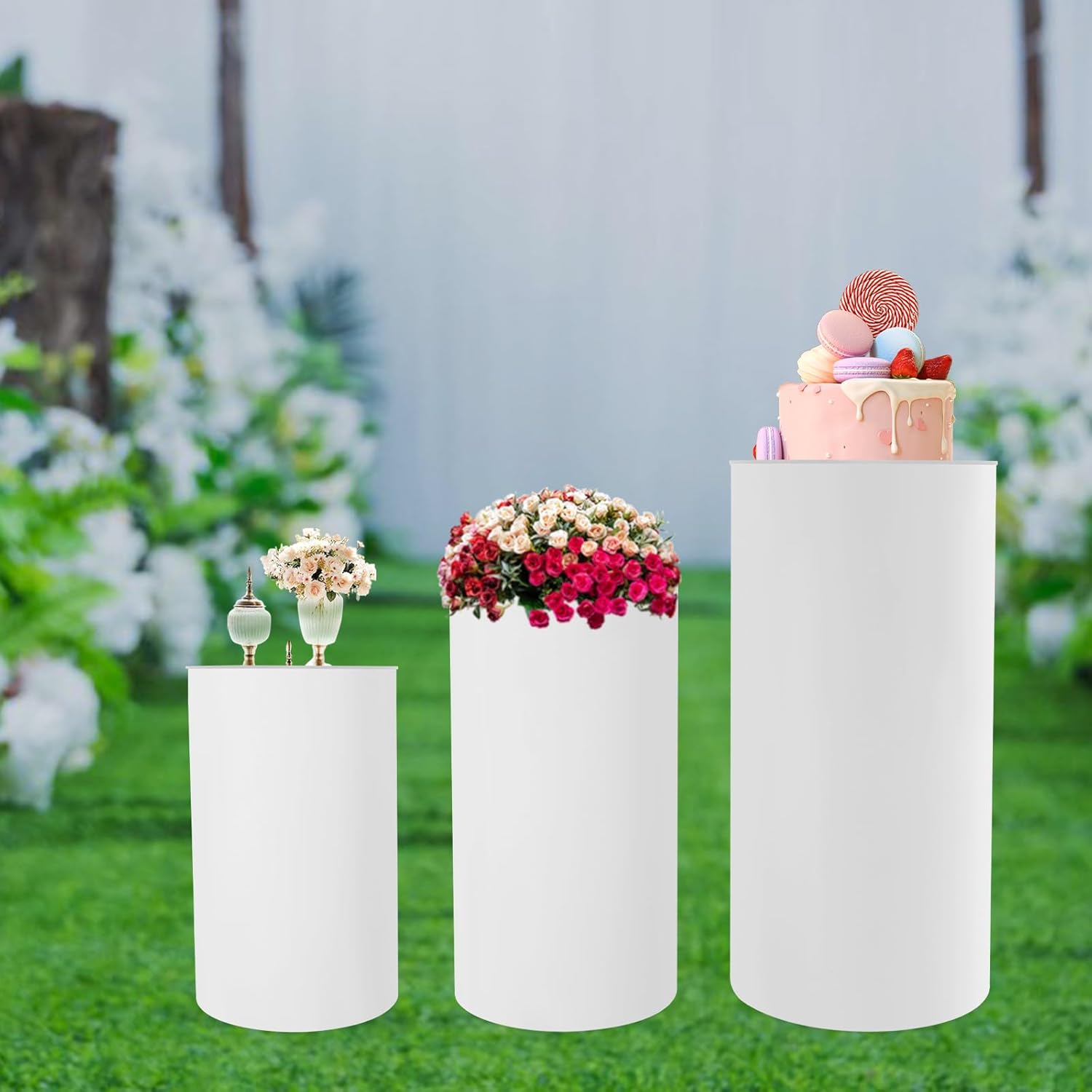 3Pcs Cylinder Pedestal Stands for Party