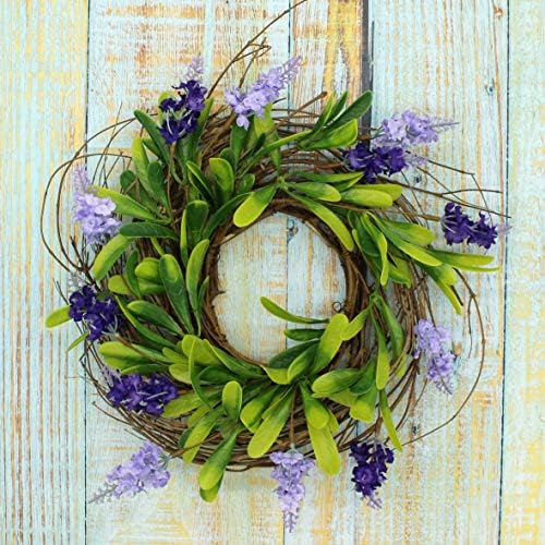 Rustic Country Artificial Lavender and Twig Wreath 12-Inch