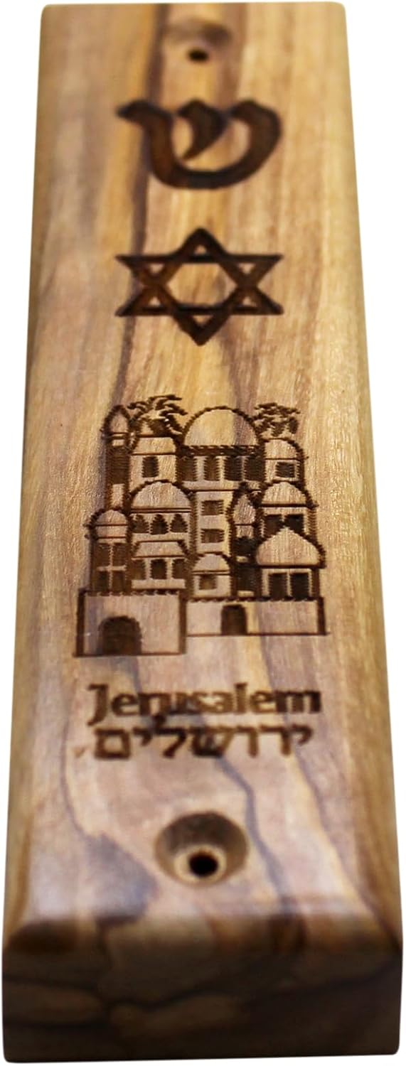 Olive Wood Mezuzah Case From Jerusalem