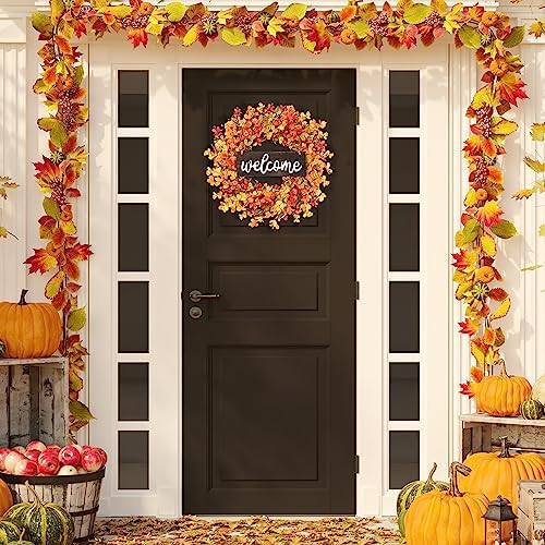 Sggvecsy 20 Inch Autumn Front Door Wreath