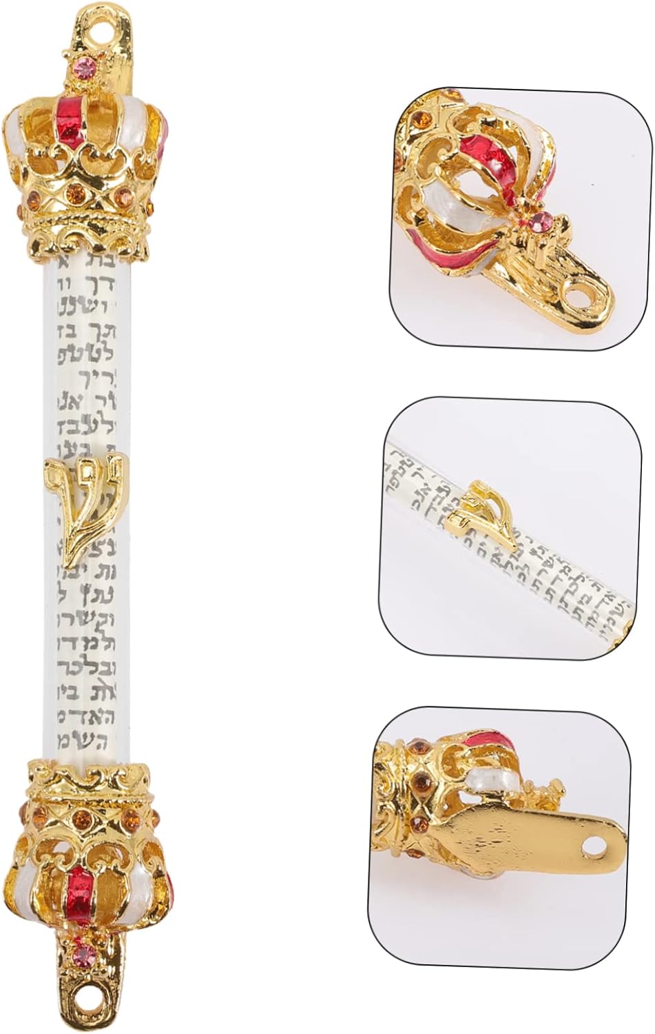 Jerusalem Mezuzah Case with Scroll Red