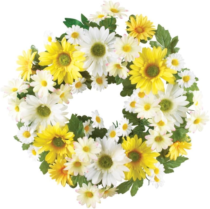 Beautiful Mixed Yellow and White Daisy Front Door Wreath