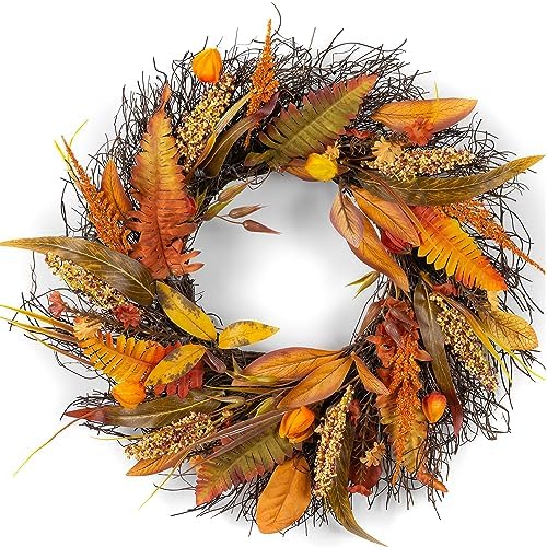 Walasis 24 Inch Fall Wreath for Front Door