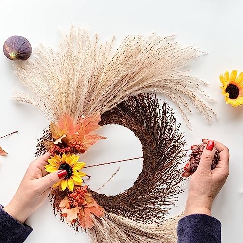 Temfmy 18 Inch Rattan Vine Branch Wreath for DIY Crafts