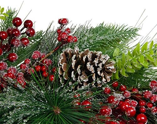 Northlight Iced Red Berries and Mixed Pine Artificial Christmas Wreath 32 Inch