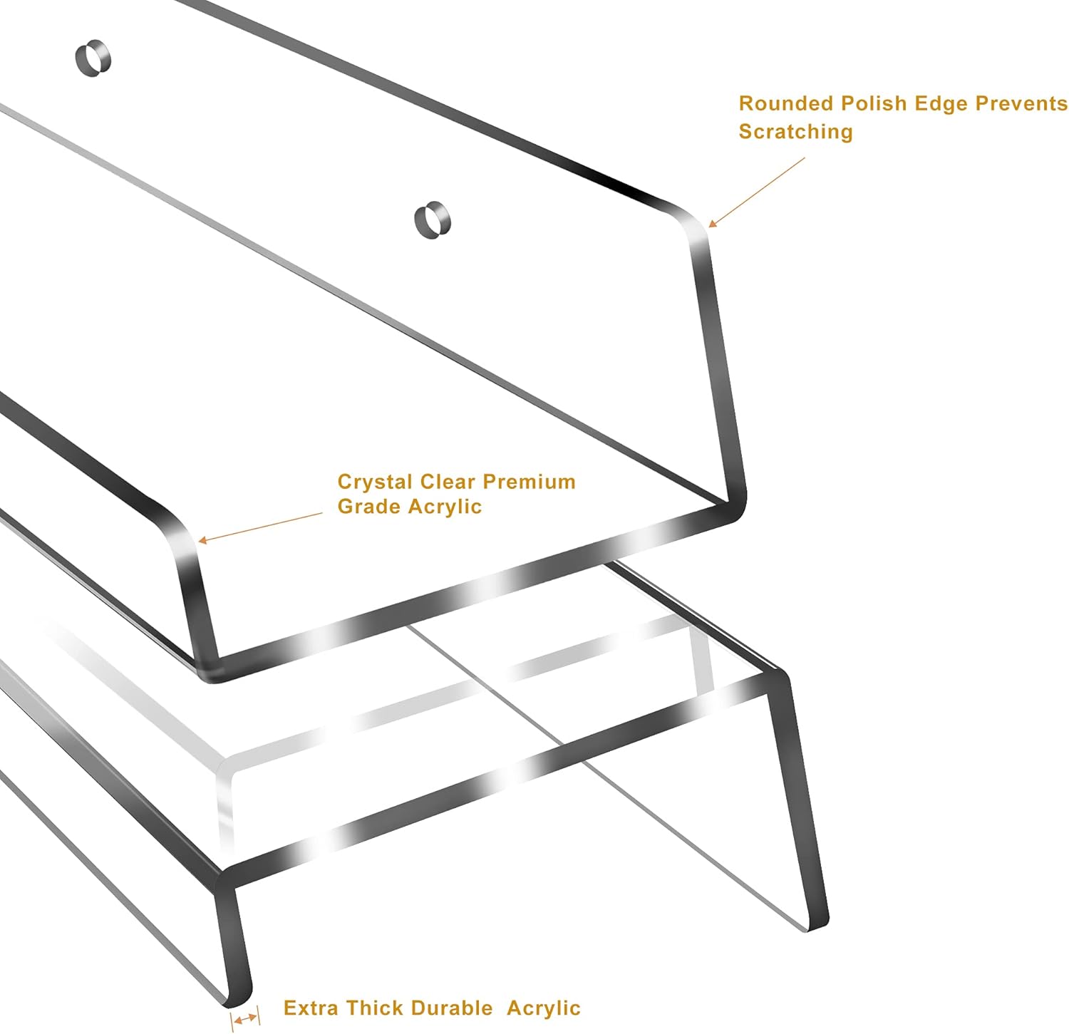24 Inch Clear Floating Shelves 4 Pack Modern Wall Storage