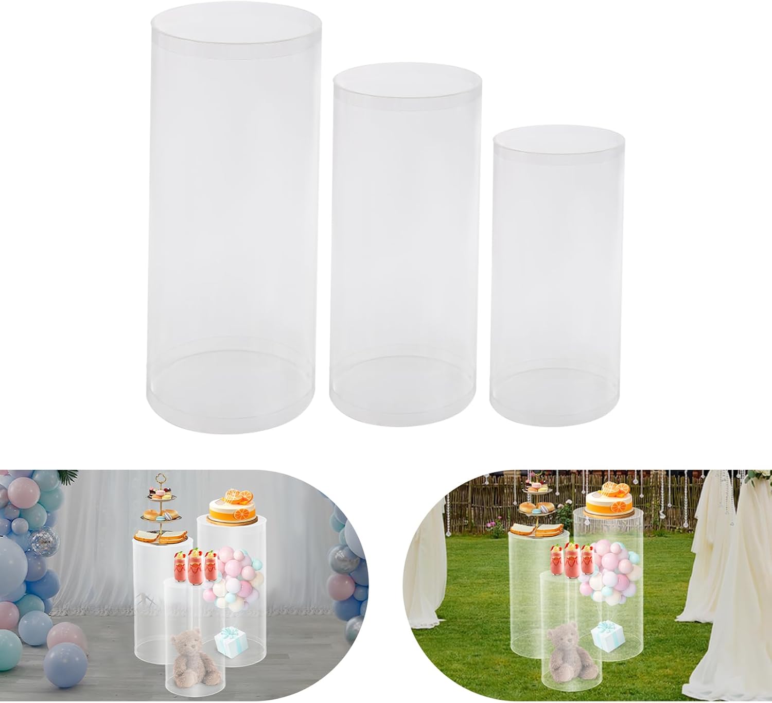3Pcs Cylinder Stands for Party and Wedding Decor