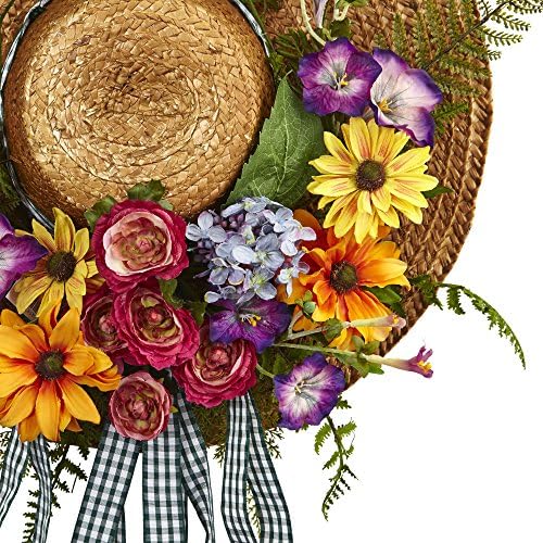 Nearly Natural 4587 18 Inch Mixed Flower Hat Wreath