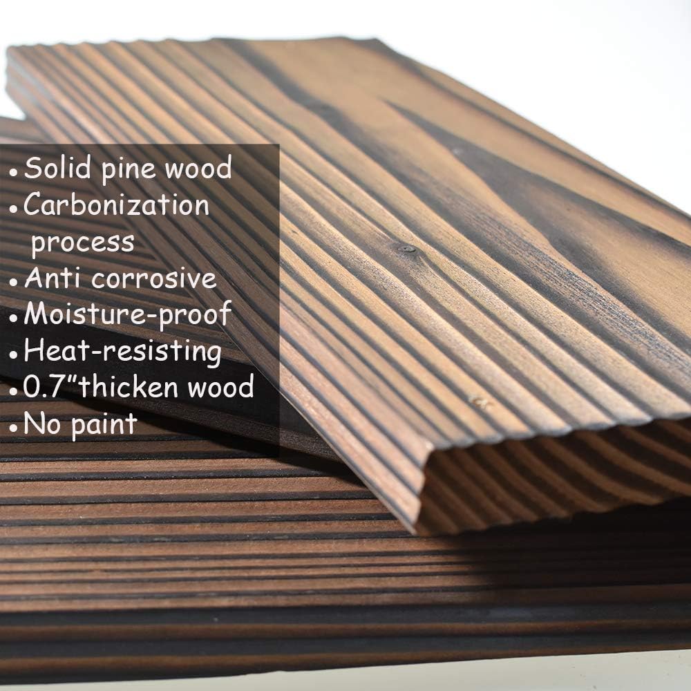 PHUNAYA Floating Shelves Rustic Wood Metal Design Set of 3 Brown