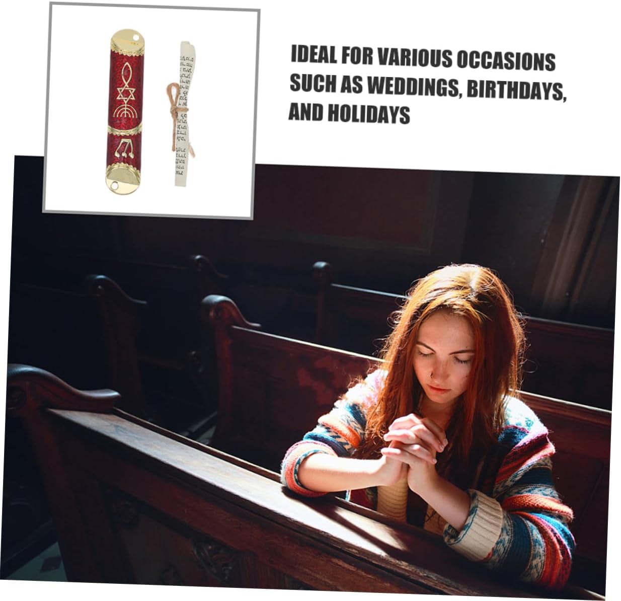 Unomor 2 Sets Pewter Metal Mezuzah with Scroll