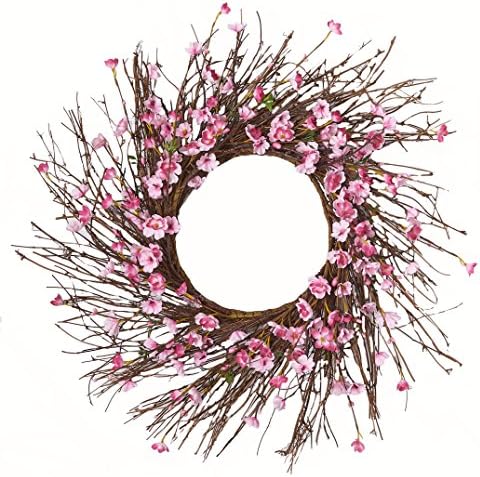 Worth Imports 22 Inch Cherry Blossom Wreath on Natural Twig Base