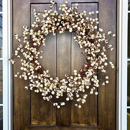 157 Inch Christmas White Berry Wreath Door Hanging