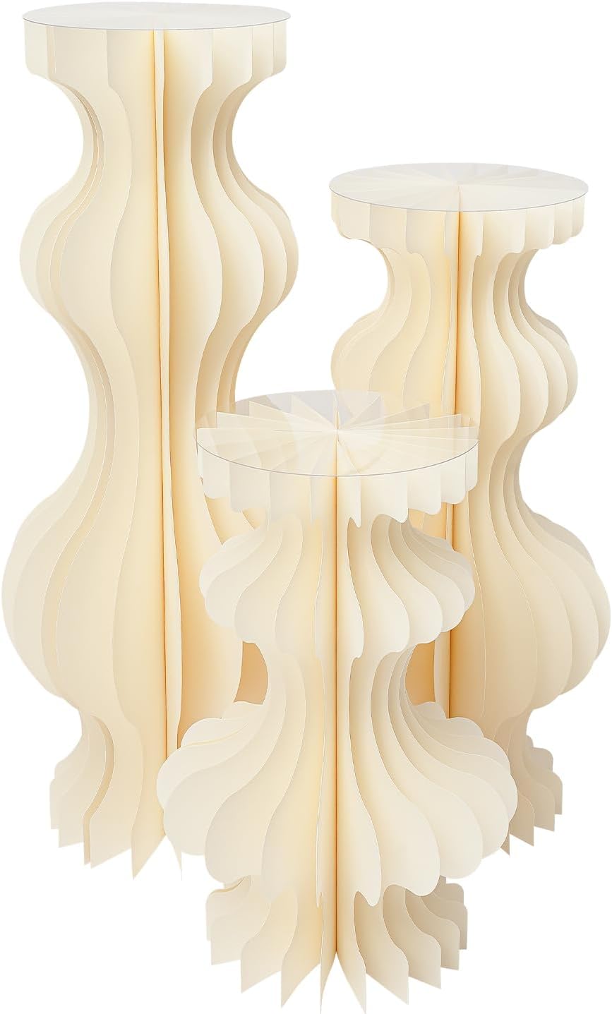 WOQLIBE 3pcs Cylinder Pedestal Stands for Parties