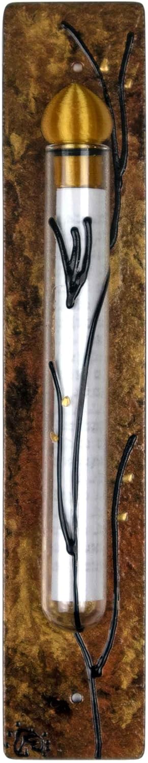 Hand Painted Mezuzah Case with Printed Scroll 625 Inch