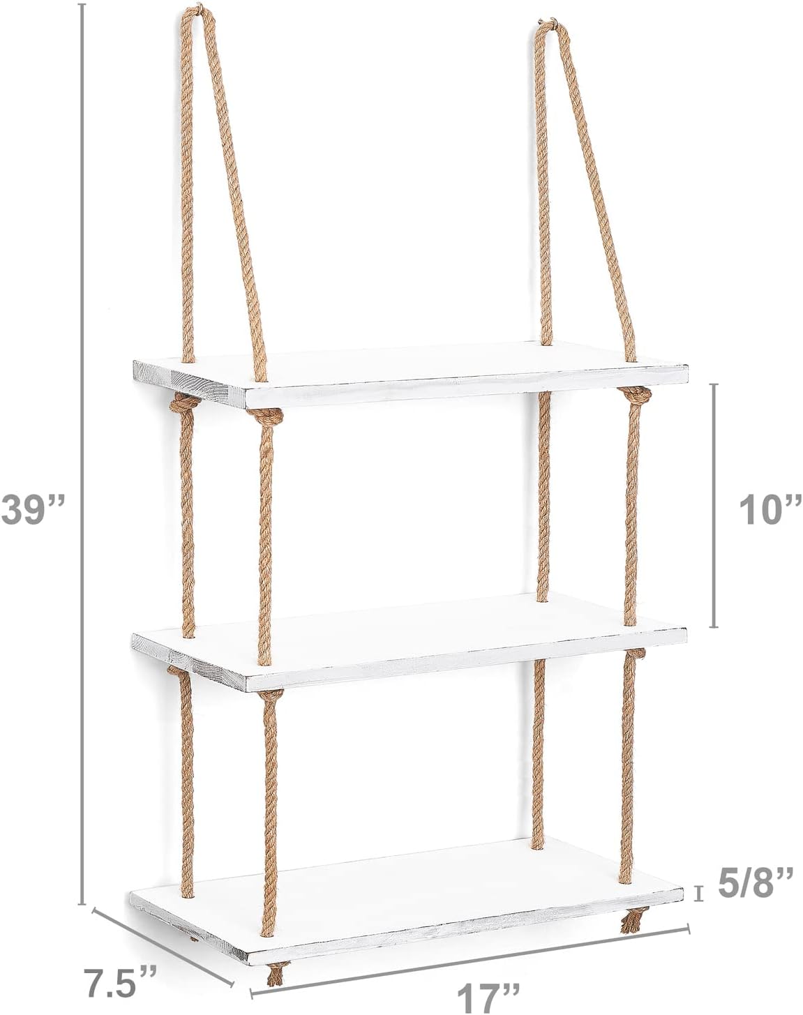 Mkono 3 Tier White Wood Floating Shelf Wall Mount