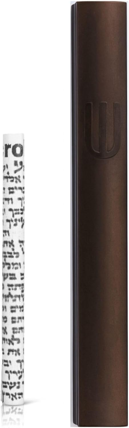 AS Mezuzot Modern Aluminum Mezuzah Case Brown 6 Inch