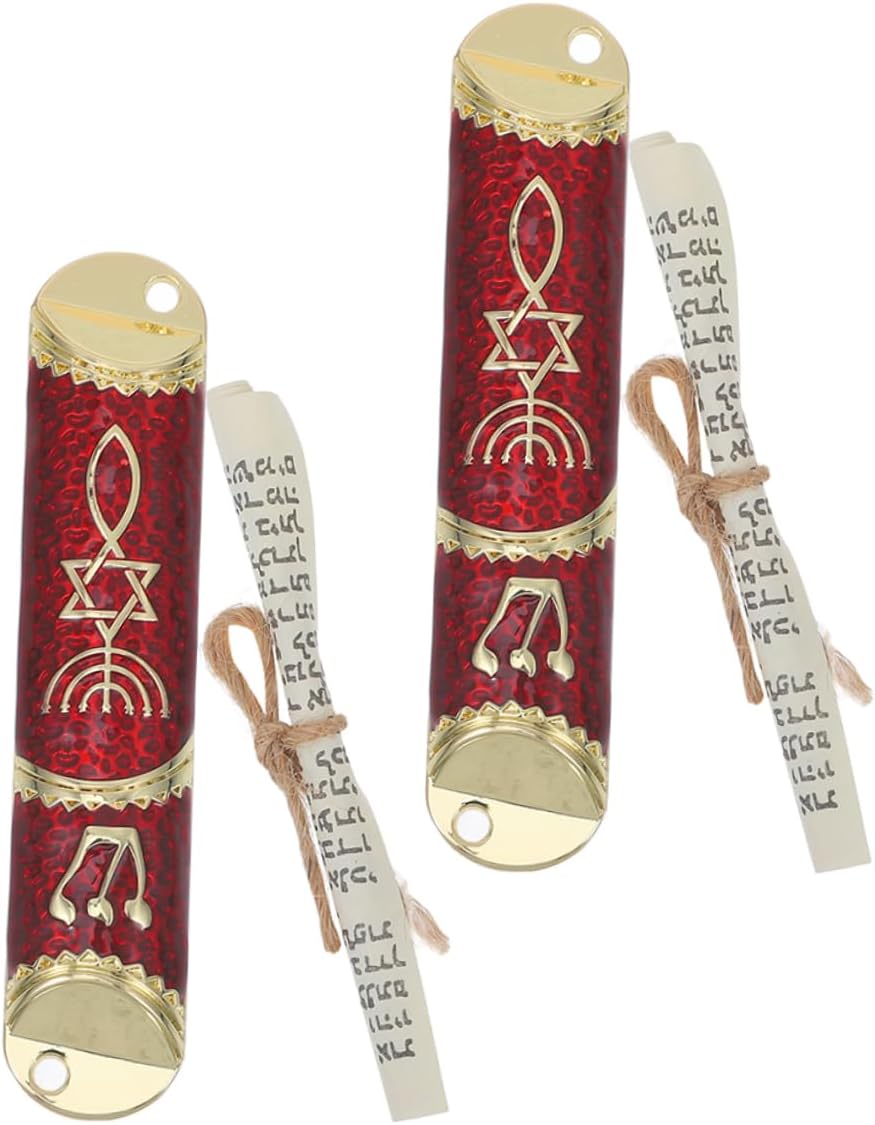 2 Sets Elegant Metal Mezuzah for Home Blessings and Spiritual Protection