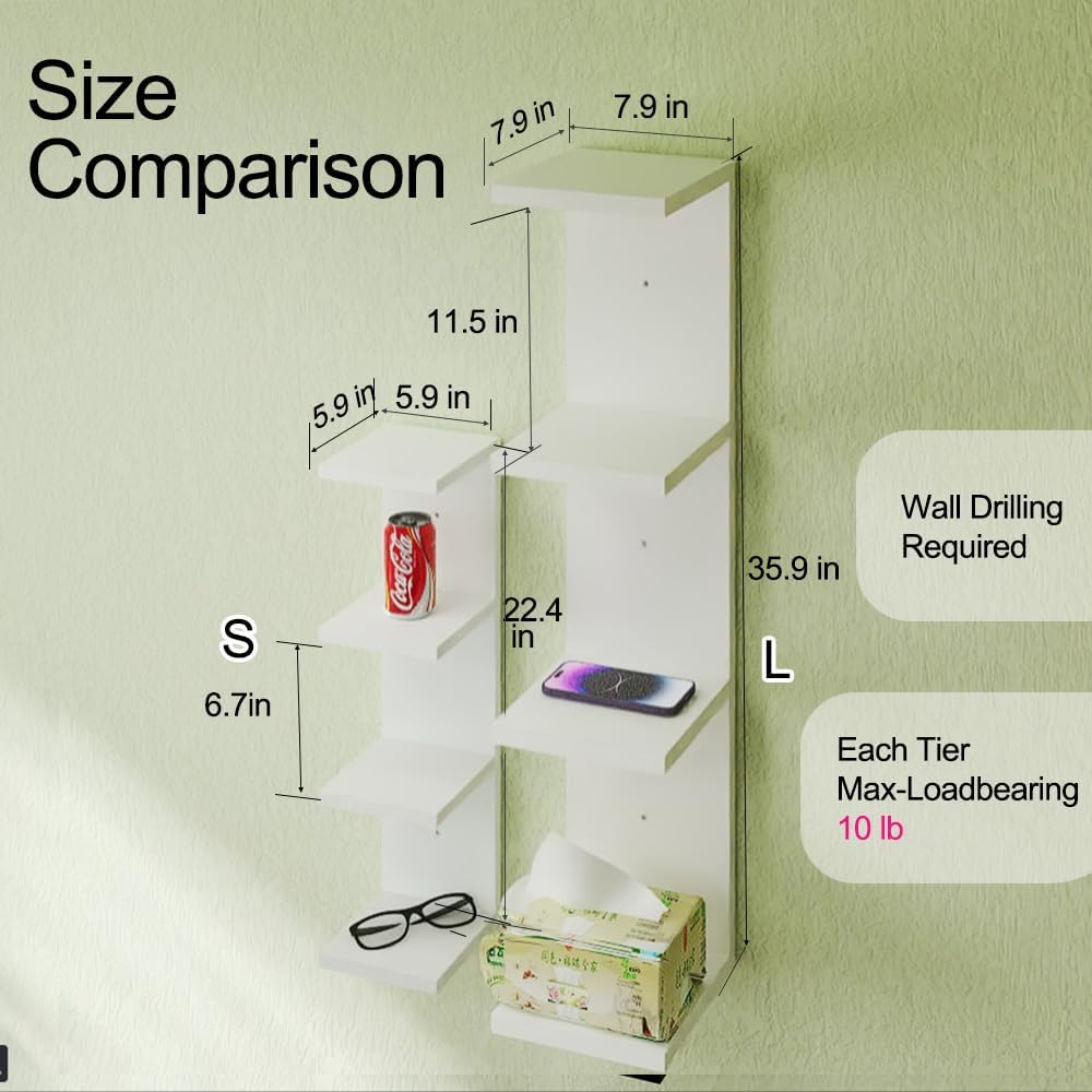 DrWall 7 Tier Floating Shelves Set of 2