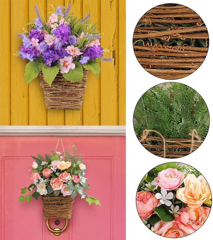 2025 Cream Hydrangea Door Wreath Basket Decor