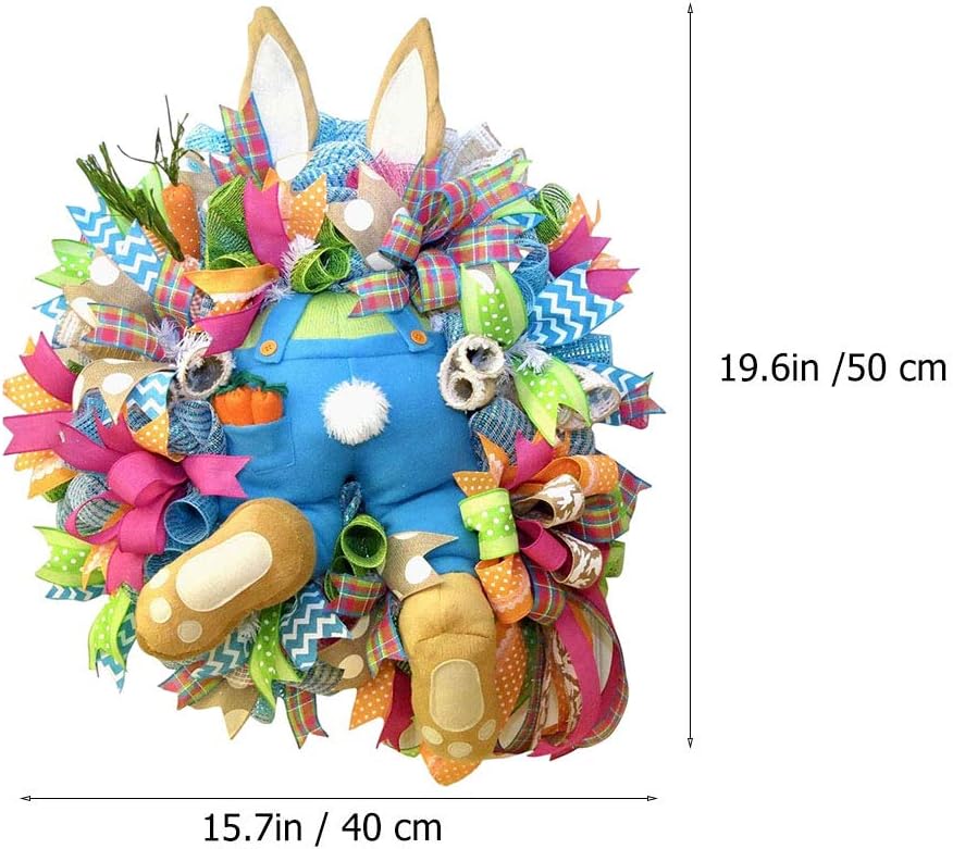 Amosfun Easter Bunny Wreath Door Window Decor
