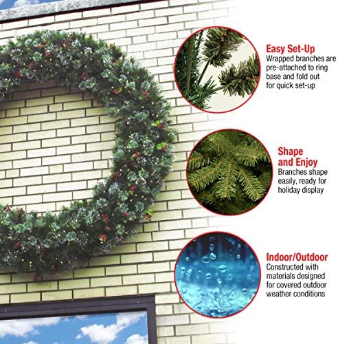 National Tree Company Pre-Lit Artificial Christmas Wreath 60 Inches