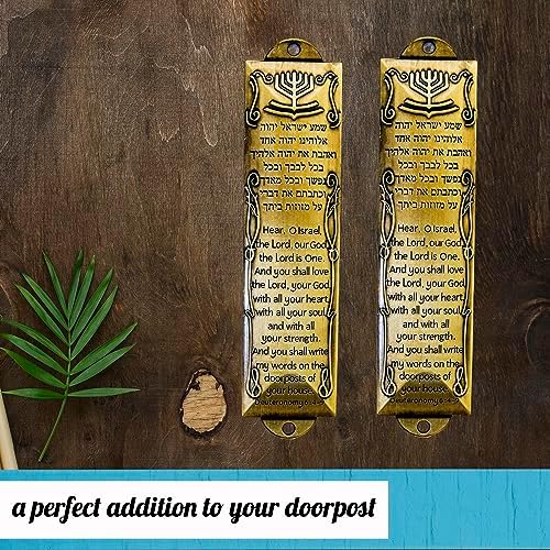 Set of 2 Brass Mezuzahs with Scroll for Door