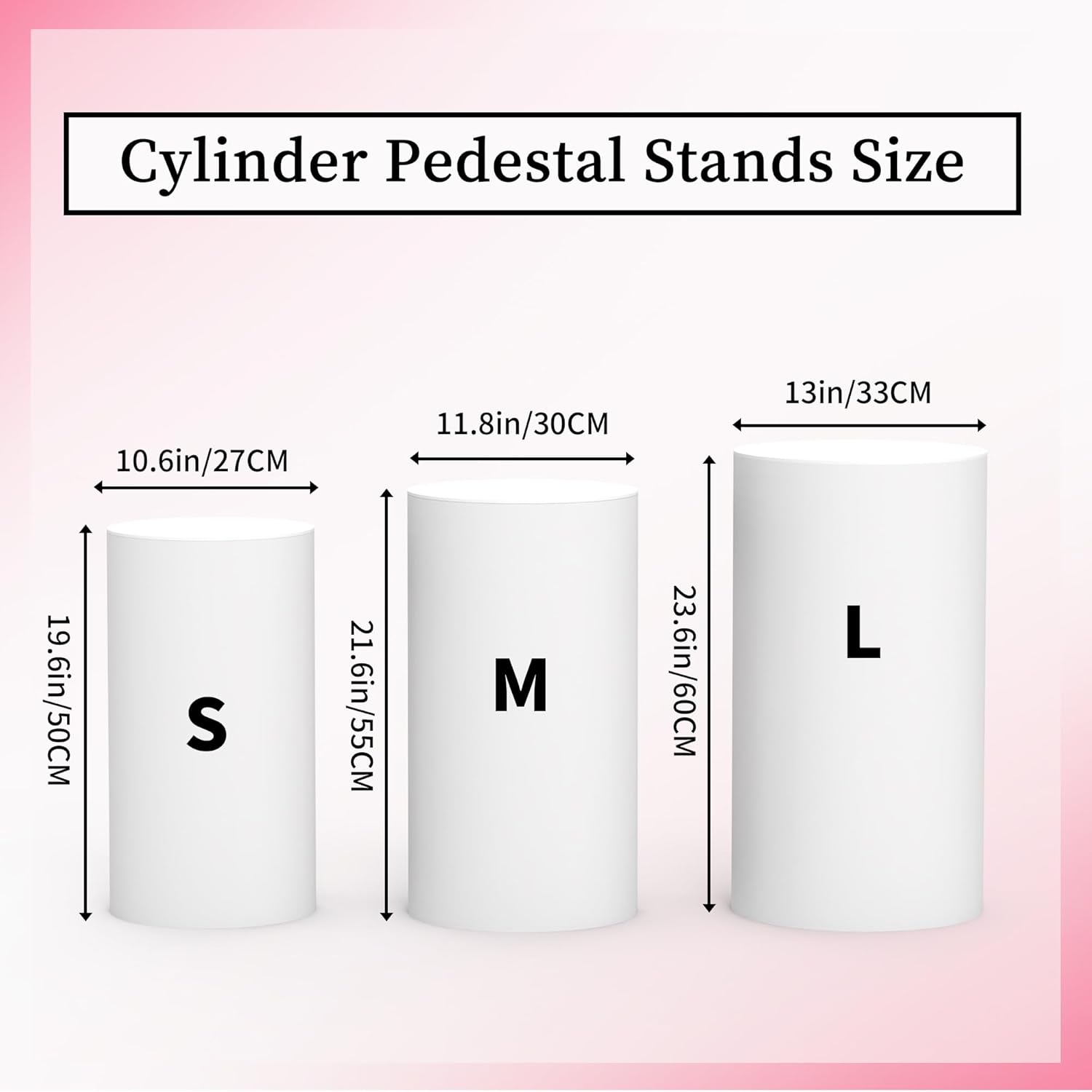 3 Pcs Cylinder Pedestal Stand for Party Decor