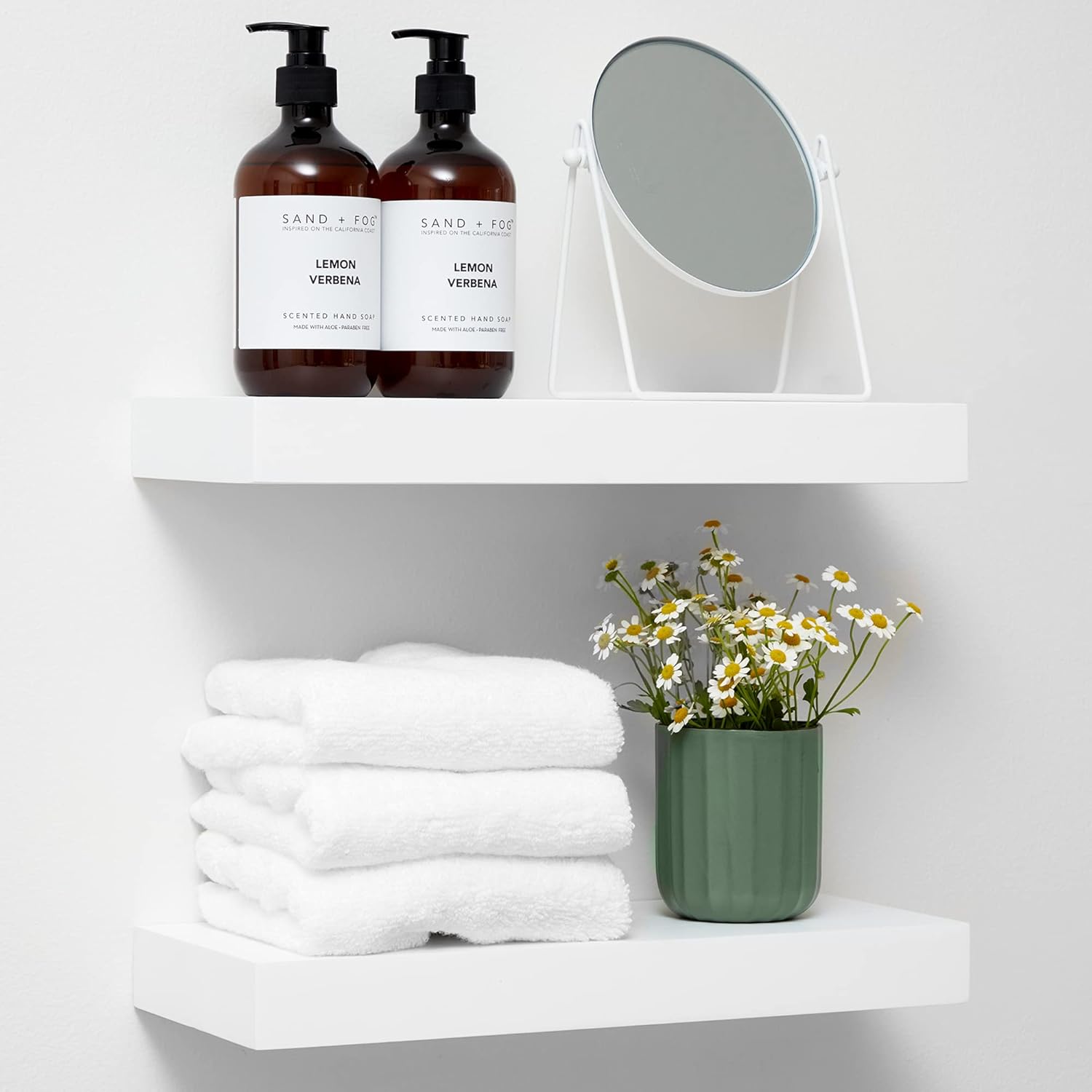 Homeforia White Floating Shelves 16 Inch Set of 2