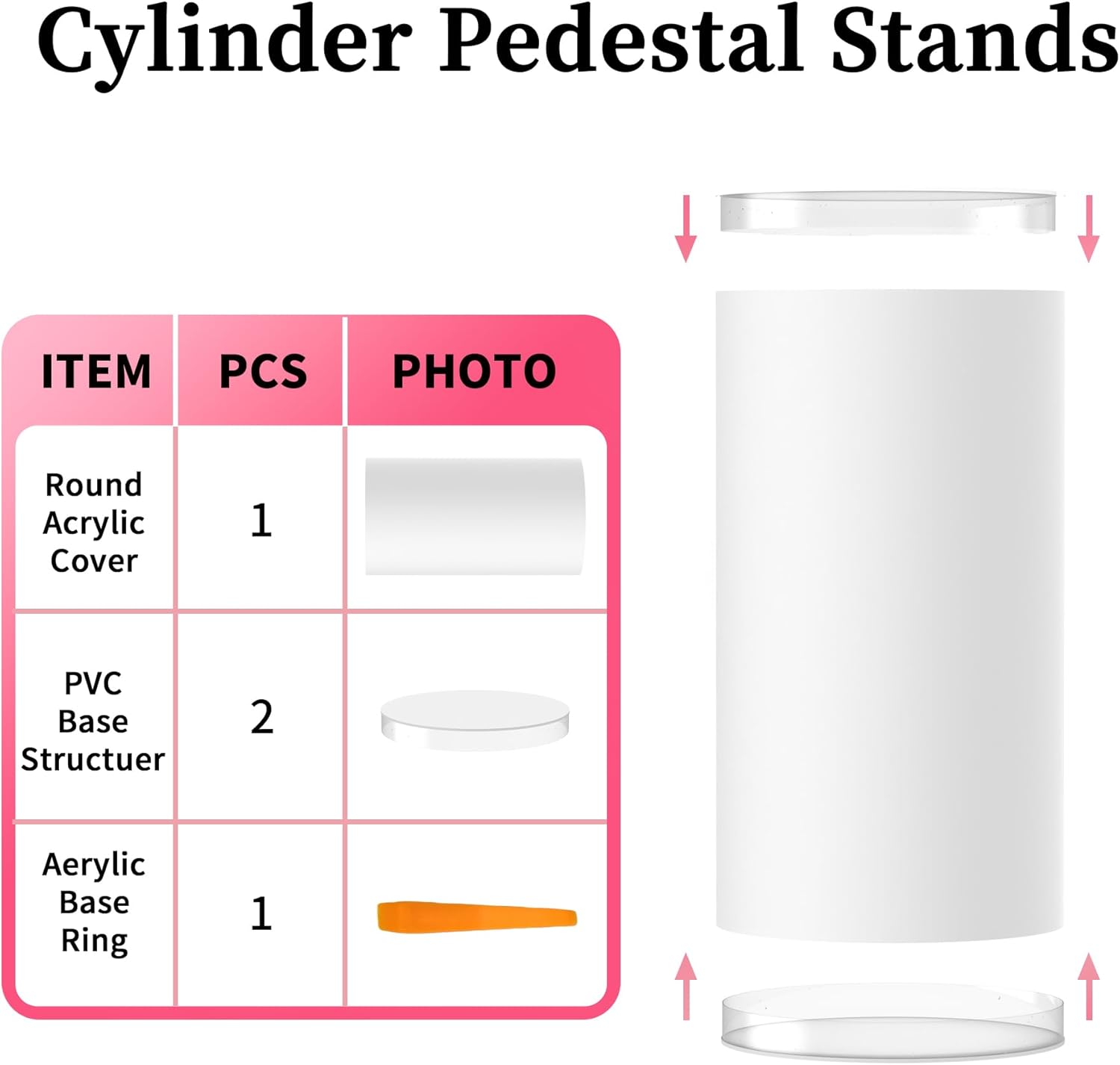 3 Pcs Cylinder Pedestal Stand for Party Decor
