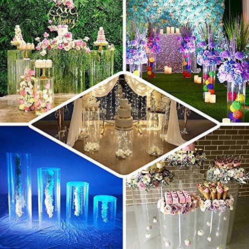 Clear Acrylic Cylinder Pedestal Display Stand Set of 5