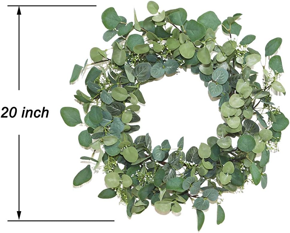 Lvydec Artificial Eucalyptus Wreath 20 Inch