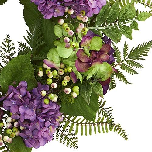 Nearly Natural 24in Artificial Hydrangea Berry Wreath