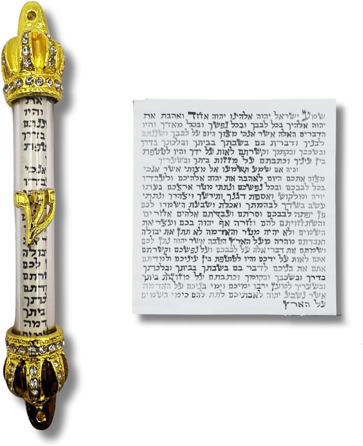 Royal Gold Crown Jewish Door Mezuzah with Scroll