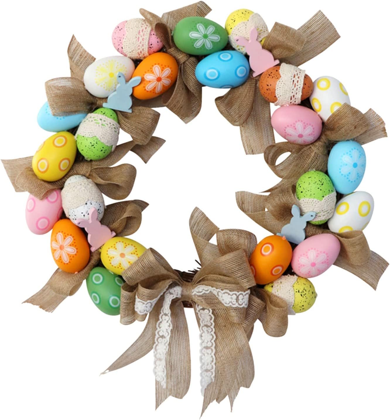48 Inch Christmas Wreath with Easter Egg and Gnome Decorations