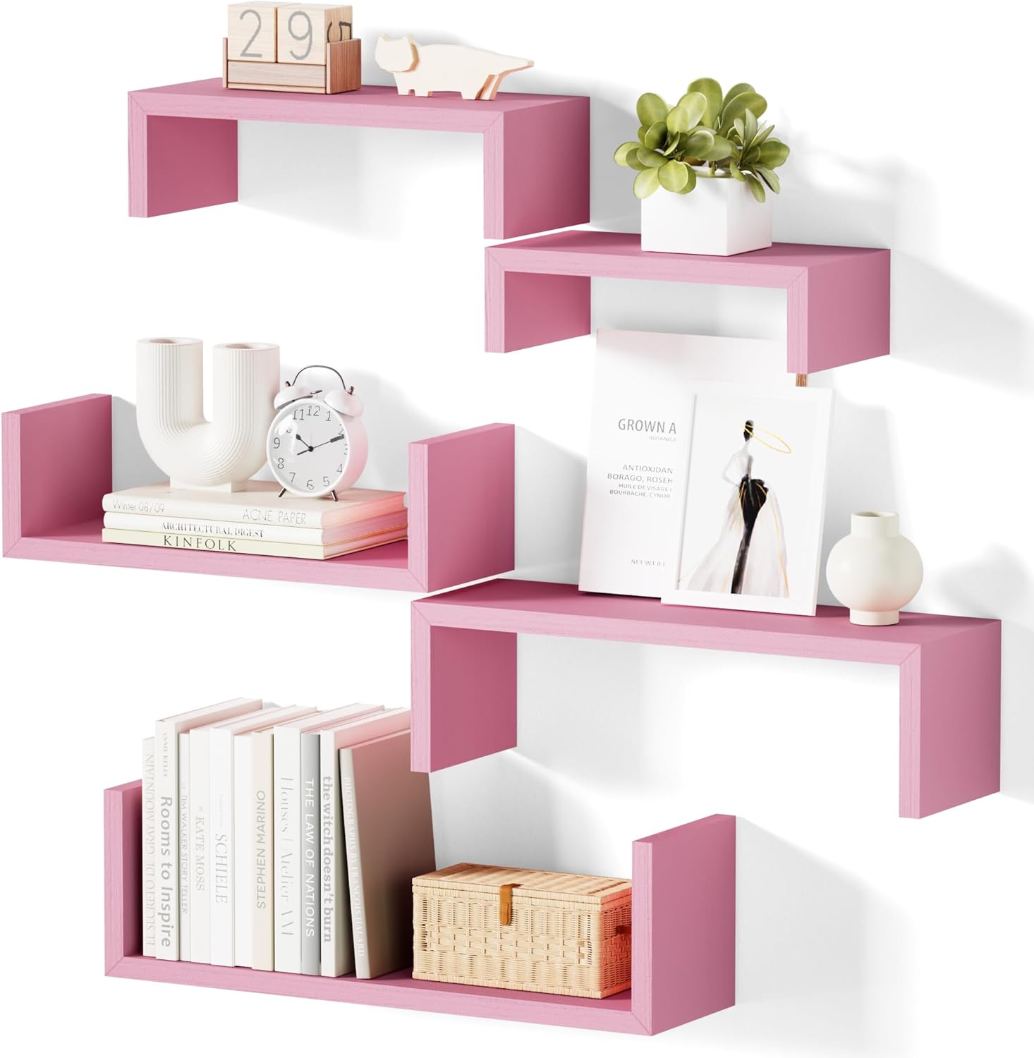 SRIWATANA Floating Shelves Set of 5 Pink